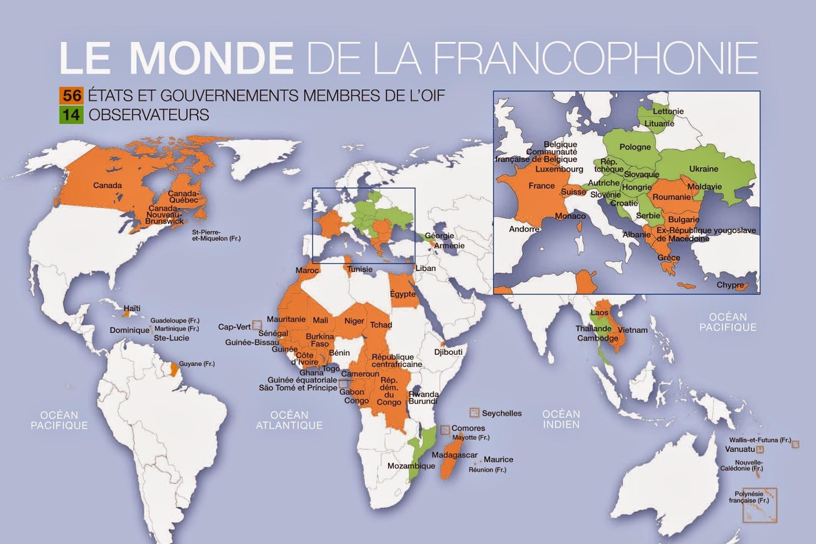 Map of French Speaking Countries  Free Printable Maps
