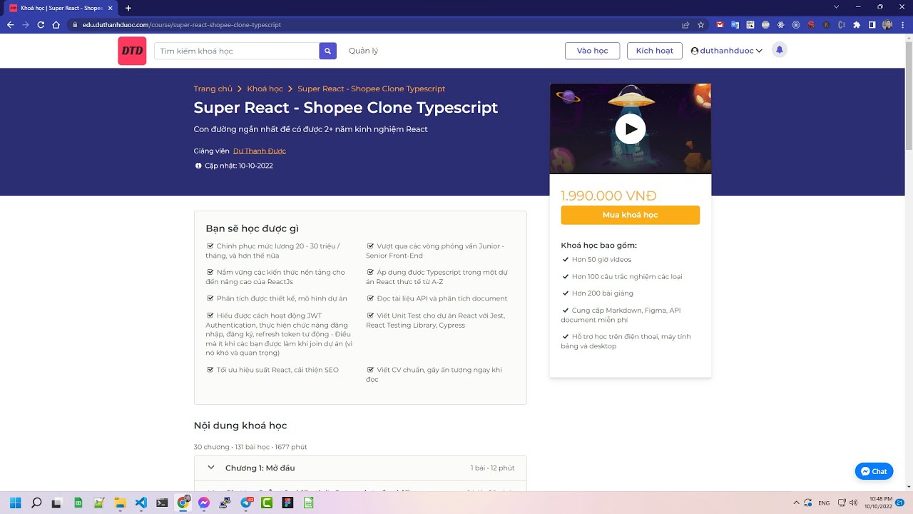 Chia Sẻ Khóa học Super Reactjs Shopee Clone Typescript Của Duthanhduoc