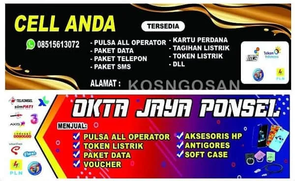 Contoh desain Banner jualan pulsa lengkap