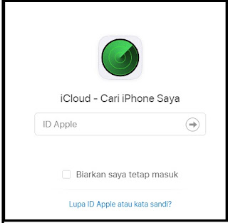 Tampilan icloud.com/find