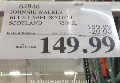Deal for a bottle of Johnnie Walker Blue Label Blended Scotch Whisky at Costco
