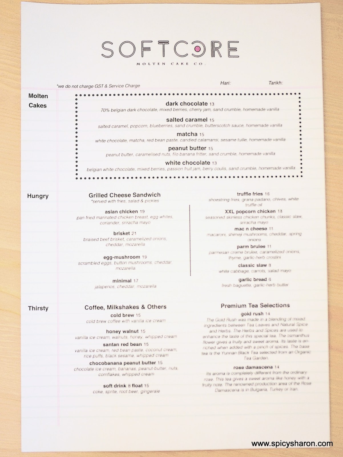 Menu and Prices