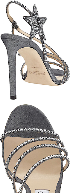 Jimmy Choo Lynn anthracite shimmer suede hot crystal sandals #brilliantluxury