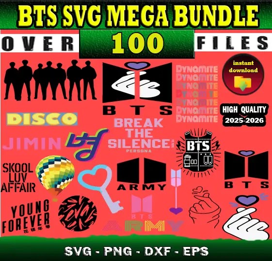 BTS SVG Bundle for Cricut, SVG Files For Laser Cutting 2025 | Trending Designs, Silhouette Vector Cut Files