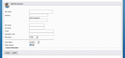 Create a Peer Demo account in WebsitePanel