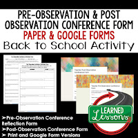 Pre-Observation and Post-Observation Conference Print and Google Form Teacher PD Series, Teacher Observation, Teacher Planning, Professional Development, Back To School