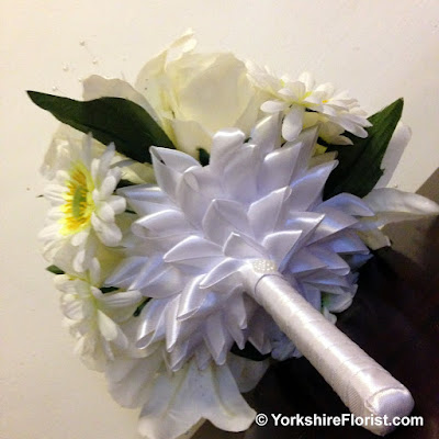  white silk and pearls wedding posy