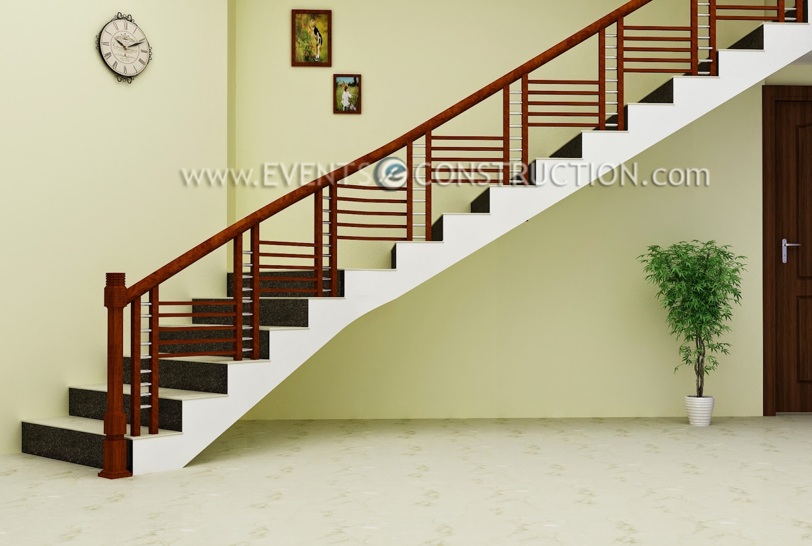 Evens Construction Pvt Ltd simple  wooden staircase design 