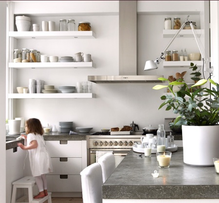 natural modern interiors: Open Kitchen Shelves Ideas