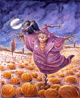Halloween Witch Scarecrow Card