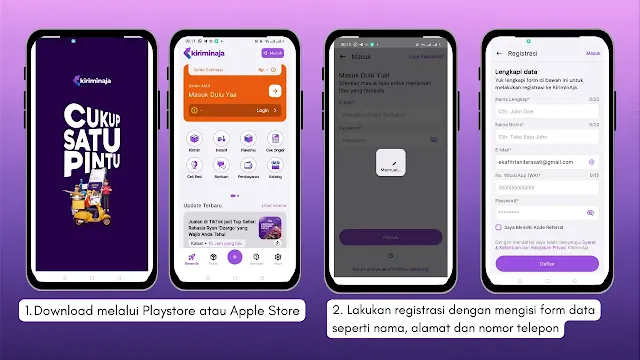 Cara daftar di aplikasi KiriminAja