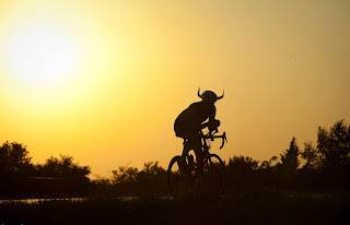 Personaggi da RAAM -  Gunnar Ohlanders,   Team Ultra-Cycling Viking , pushes into the evening towards El Dorado, KS