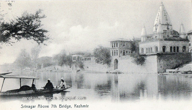 Kashmir Sringar Above 7th Bridge early Postcard.