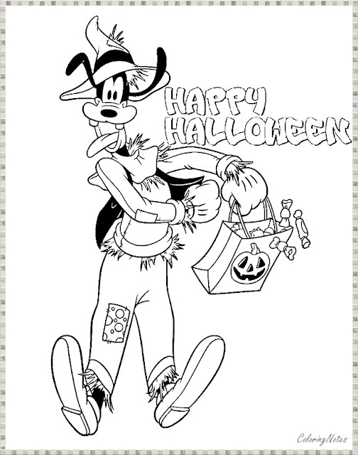 Goofy, Disney, Halloween Coloring Pges free printable