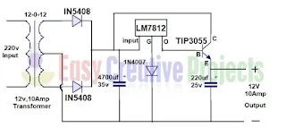 12 volt 10 amp power supply circuit diagram