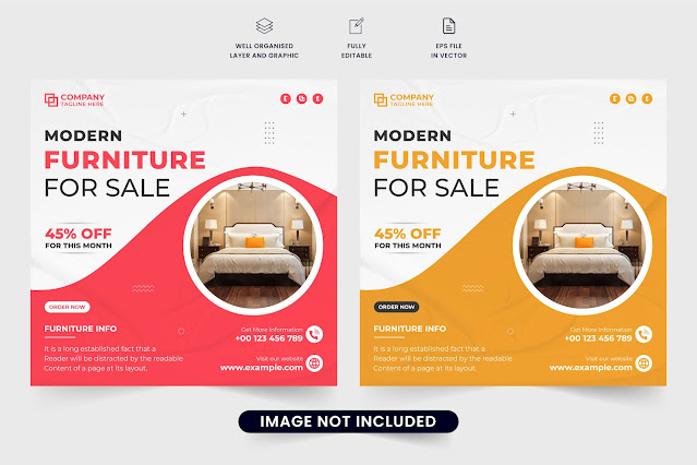 Furniture social media post template free download