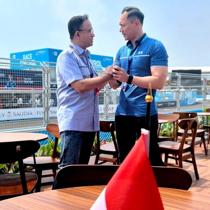 Nonton Formula E di Sirkuit Ancol, AHY Disambut Akrab Anies Baswedan 