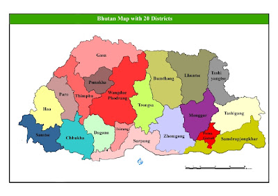 Carte de Bhoutan Région Province