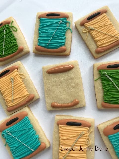 quilting thread decorated sugar cookies