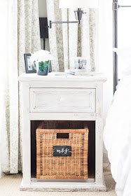 How to whitewash dated pine bedside tables with white chalk paint for a fresh farmhouse look. Includes before and after photos | personallyandrea.com