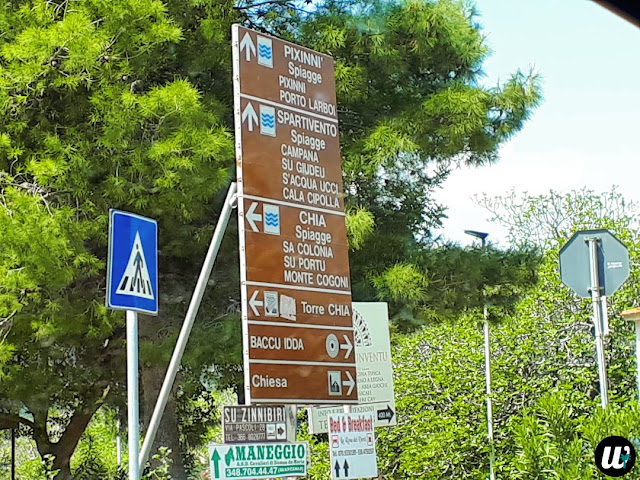 Roads signs to nearest beaches, driving | Sardinia, Italy | wayamaya