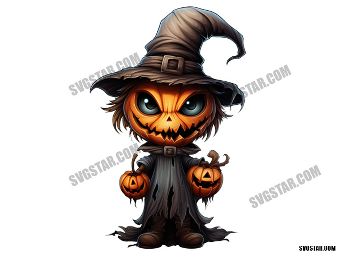 Free Cute Spooky Halloween Scarecrow Clipart