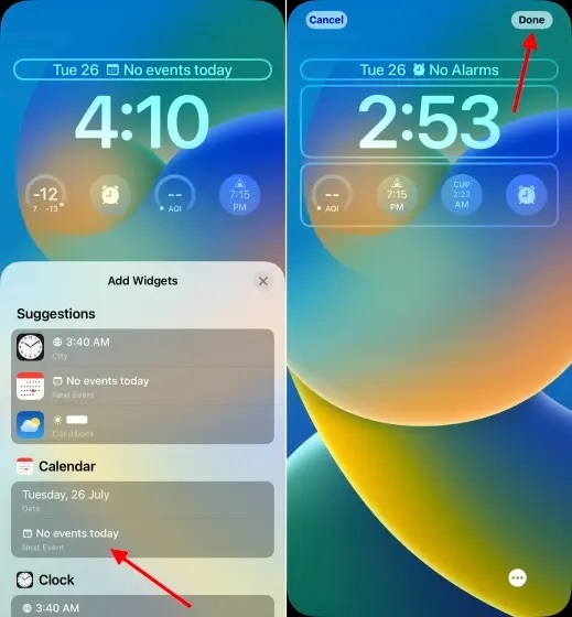 Add Widgets Above the Clock on iPhone Lock Screen in iOS16