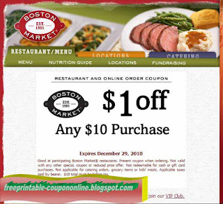 Free Printable Boston Market Coupons