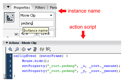 instance name - action script