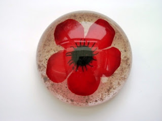 Ashes and Poppy flower paperweight