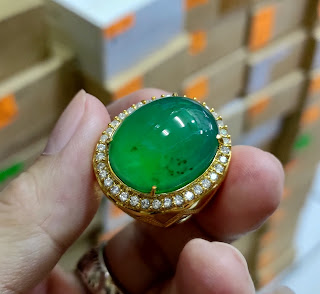 Batu Bacan Doko Super Kristal HQ BC093 Giwang Melintir Body Kaca Ikatan Perak