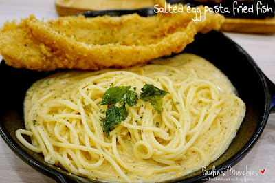 Salted egg pasta fried fish - Fish & Chicks at Commonwealth Koufu - Paulin's Munchies