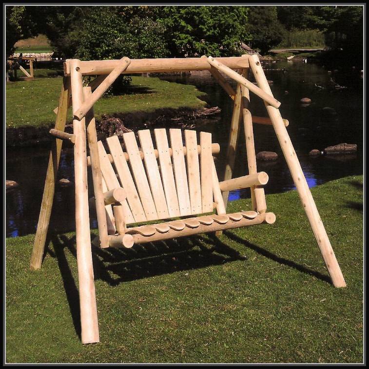 white wood porch swing with stand