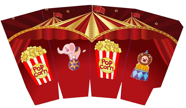 Free Printable Pop Corn Box of The Circus. 