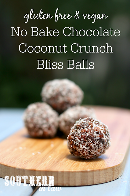 No Bake Chocolate Coconut Crunch Bliss Balls Recipe - gluten free, vegan, sugar free, clean eating recipe, nut free, dairy free, egg free, lunchbox snacks, energy bites, raw balls