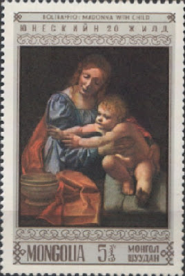 Boltraffio: Madonna with child. монгольская марка