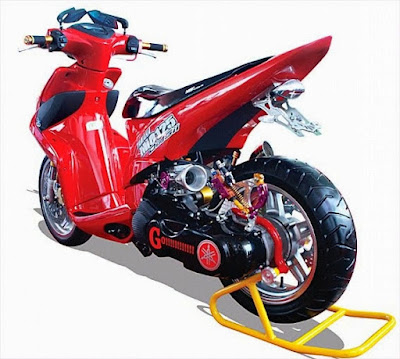 Modif motor mio  warna merah, gambar hasil modif motor mio 