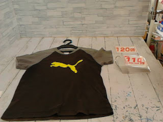 中古品　子供服　１２０cm　PUMA　ブラウン　半袖Tシャツ　１１０円