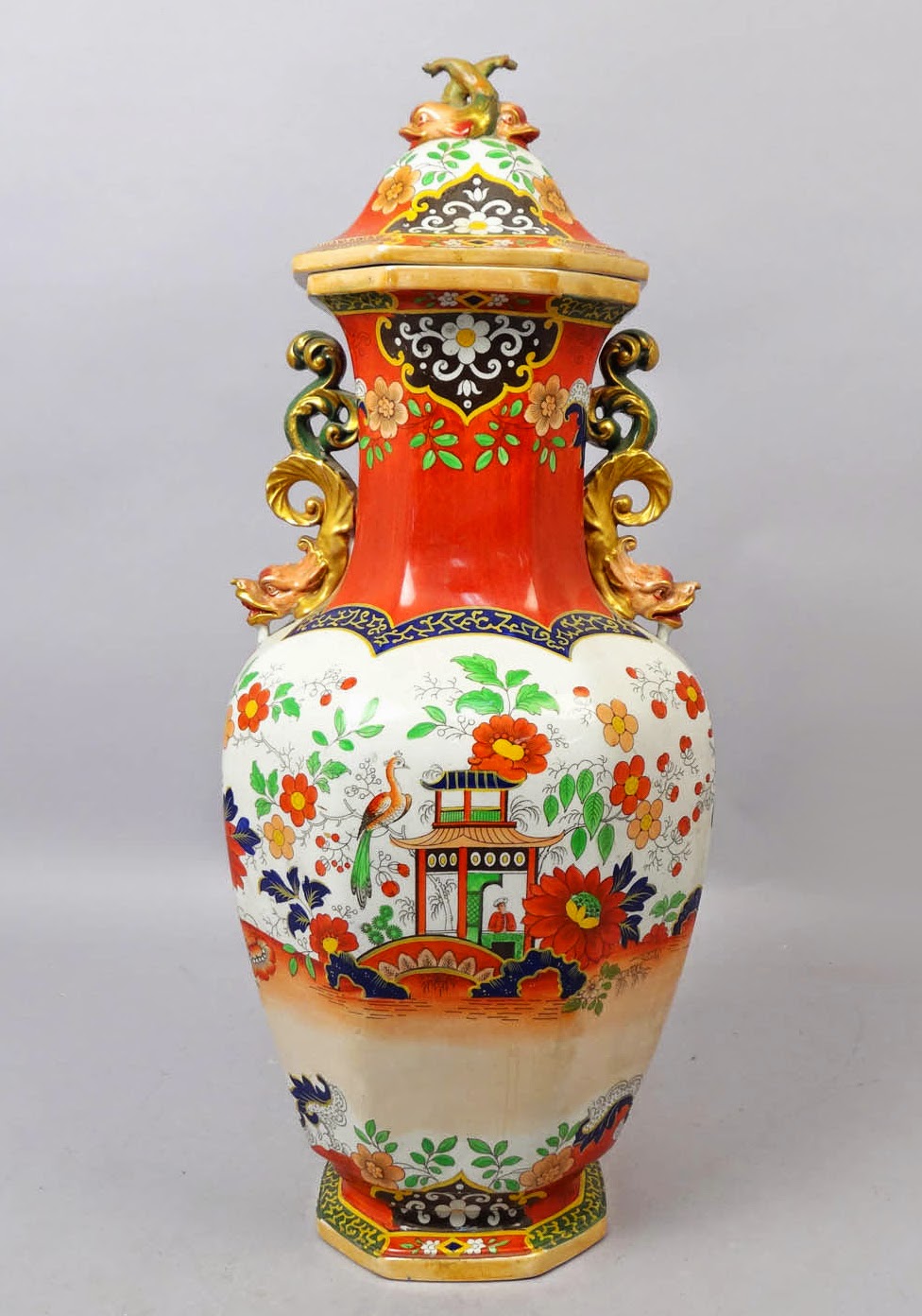 Japanese English Imari Design Ironstone China Urn