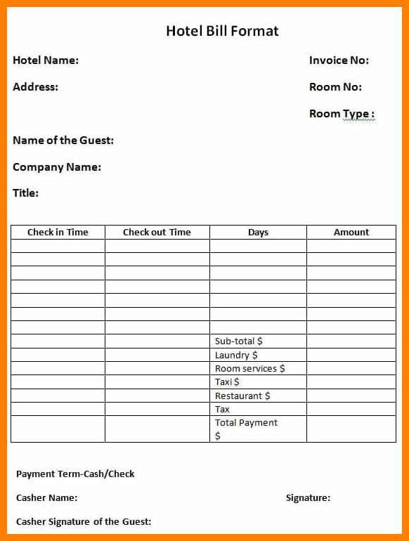 11 Hotel Bill Format In Word