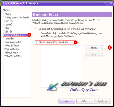 Hướng dẫn chặn nick chat yahoo