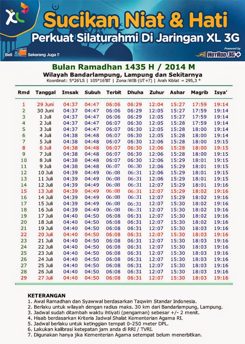 Jadwal Imsakiyah Ramadhan 1435 H / 2014