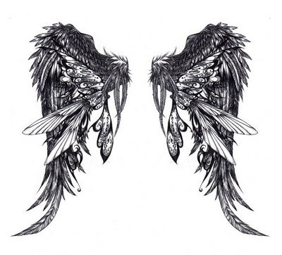 Cross Angel Wings Tattoo Designs