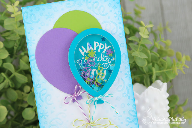 Birthday Balloon Shaker Card by Juliana Micheals featuring Newton's Nook Designs Uplifting Wishes Stamp Set and Balloon Shaker Die Set