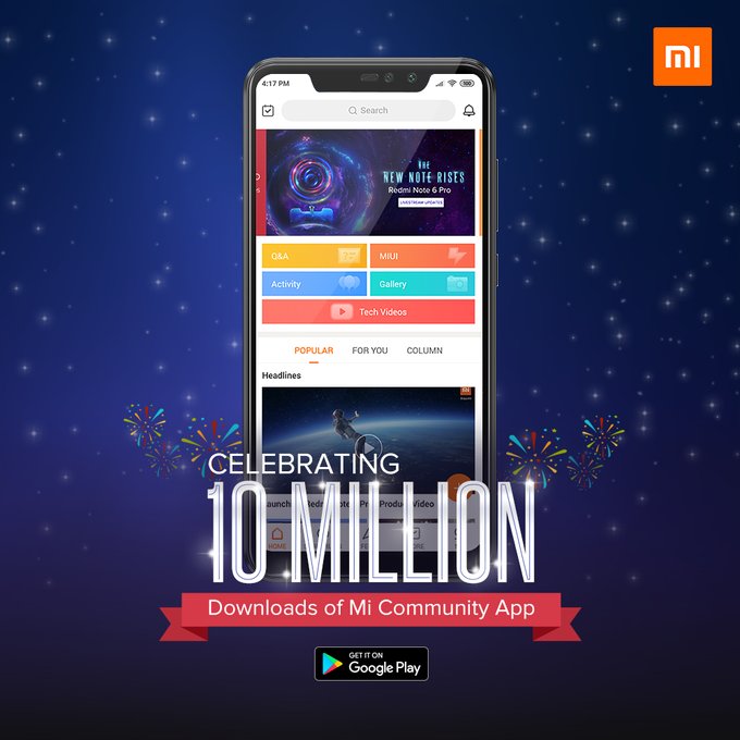 Xiaomi celebrating 10 millions download of mi community app