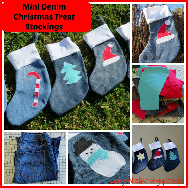 Mini Denim Christmas Stockings