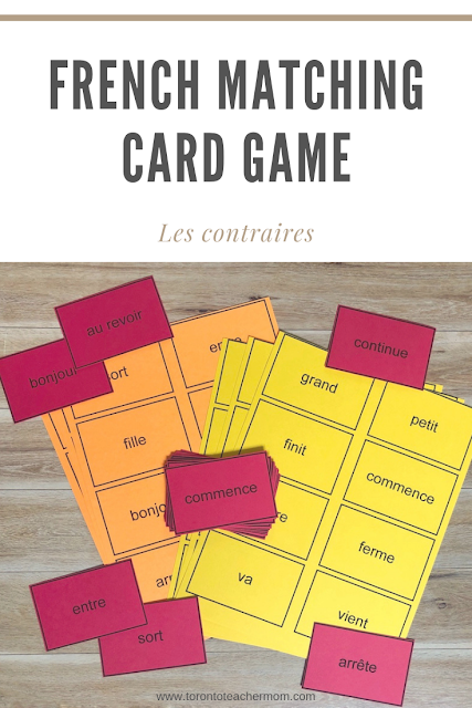 French Matching Card Game - Les contraires #aimlang