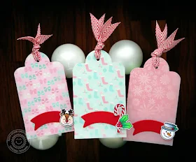 Sunny Studio Stamps: Christmas Icons & Cresent Tag Topper Holiday Gift Tags by Vanessa Menhorn.