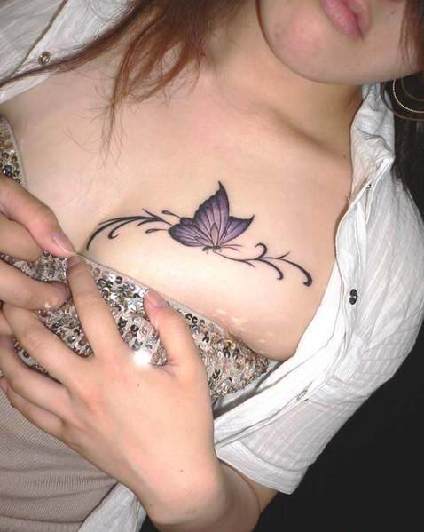 Butterfly Free Tattoos On Breast 1