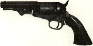 Model IV Manhattan revolver is common version of .36 five-shooter which many collectors look upon as a secondary martial pistol. Made from April 1864 to June, 1867, approximately 24,000 of this later variation were sold. The Union did not buy any.